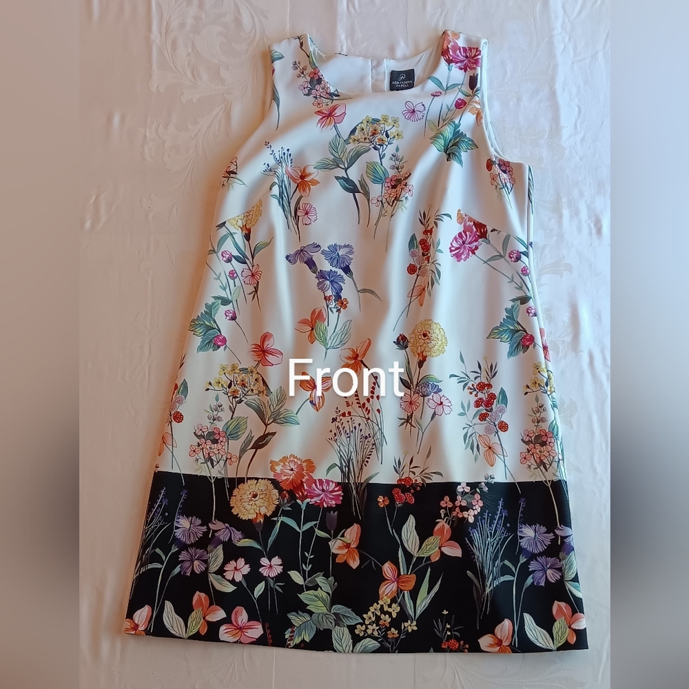 Adrianna Papell floral print short sleeved fully lined shift dress 16W